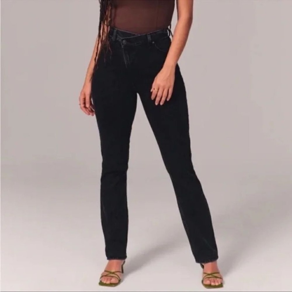 Abercrombie and Fitch 90s Slim Straight Jeans Black Size 8 Long
